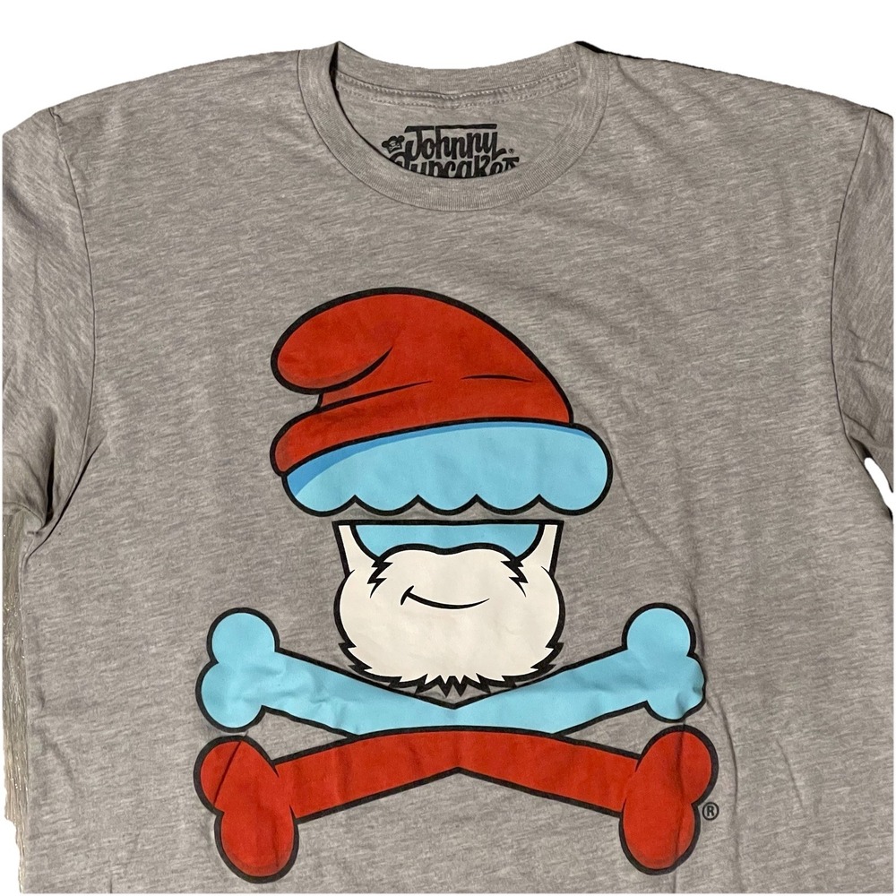 Johnny Cupcakes The Smurfs Parody Papa Smurf T-shirt‎ Medium Gray Used Shirt